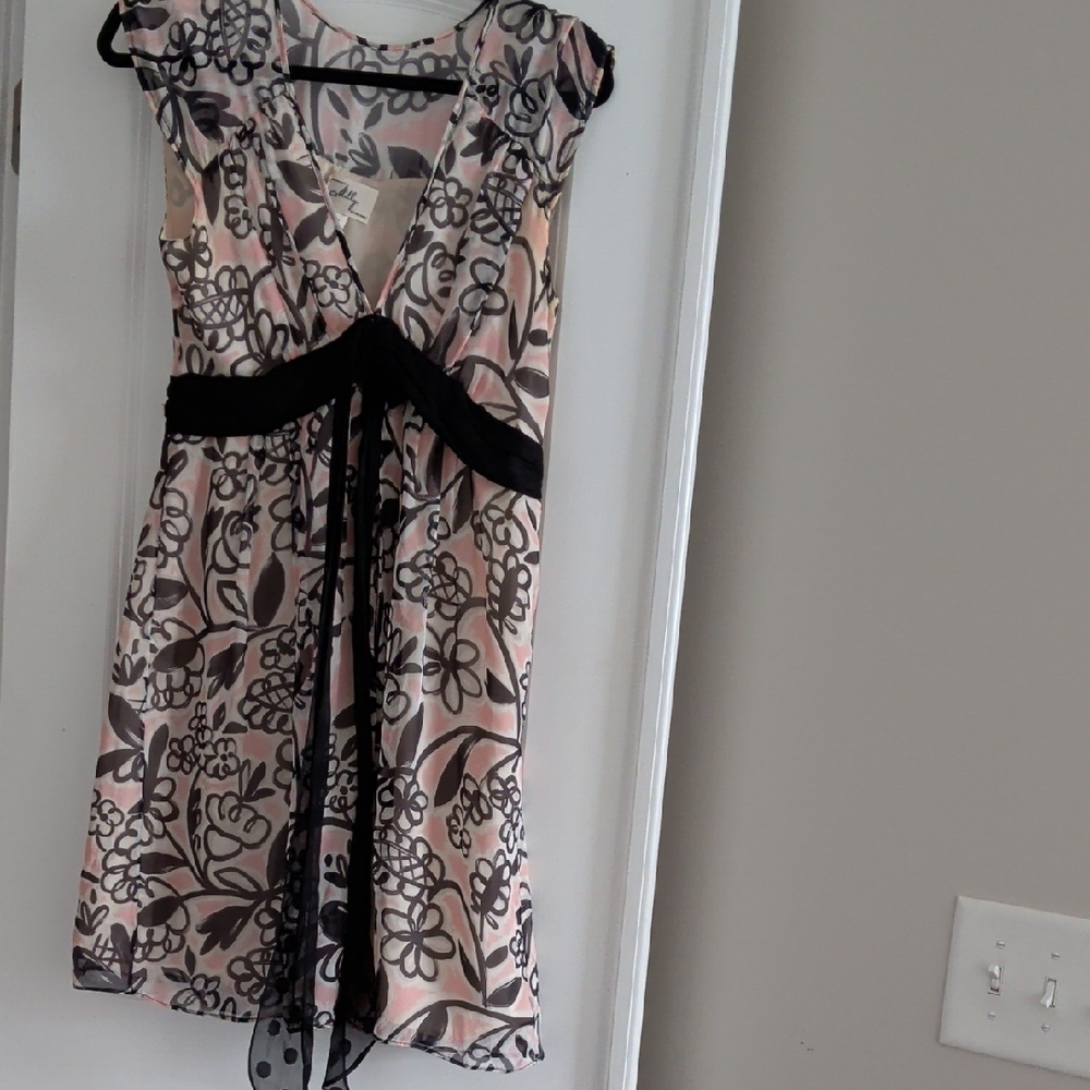 Milly of New York Floral Dress in Black and Cream